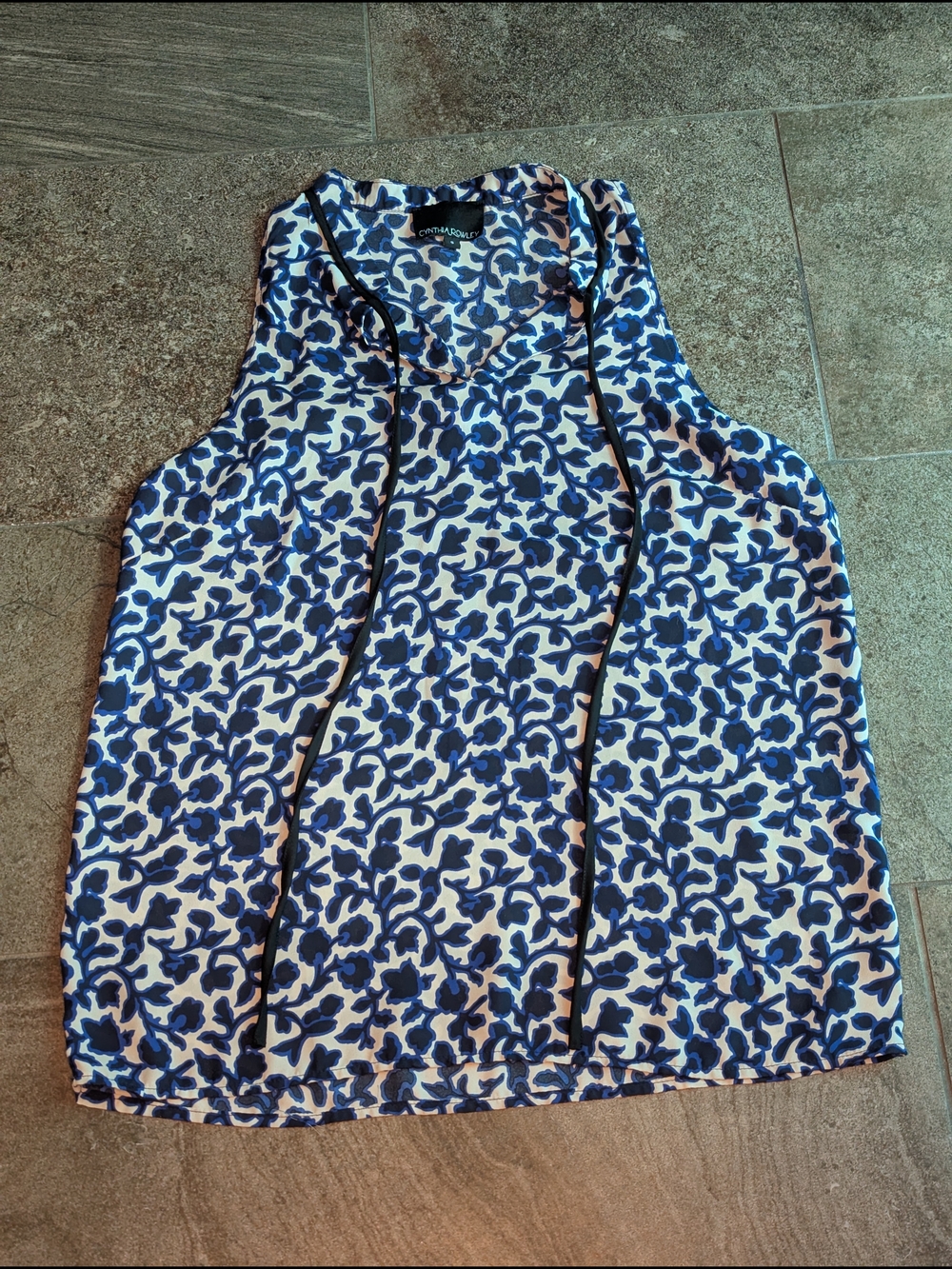 Cynthia Rowley Blue and Navy Floral Shell